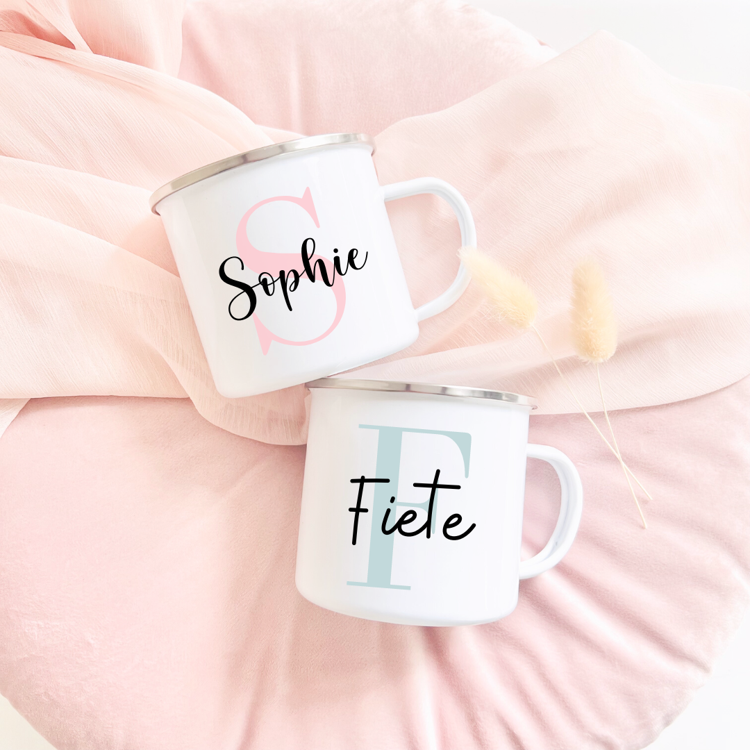 Emaille Tasse "Name & Initial" | Personalisiert