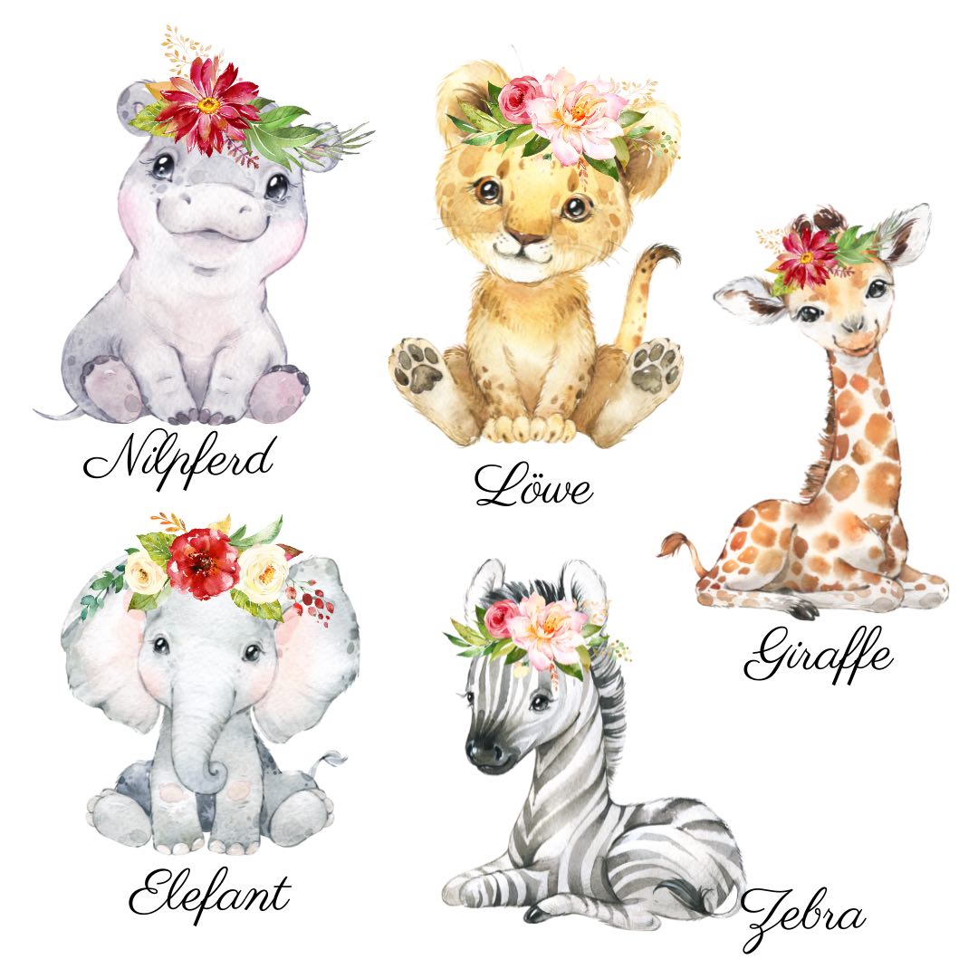 Tasse |  Tierbabys mit Blumen | Personalisiert